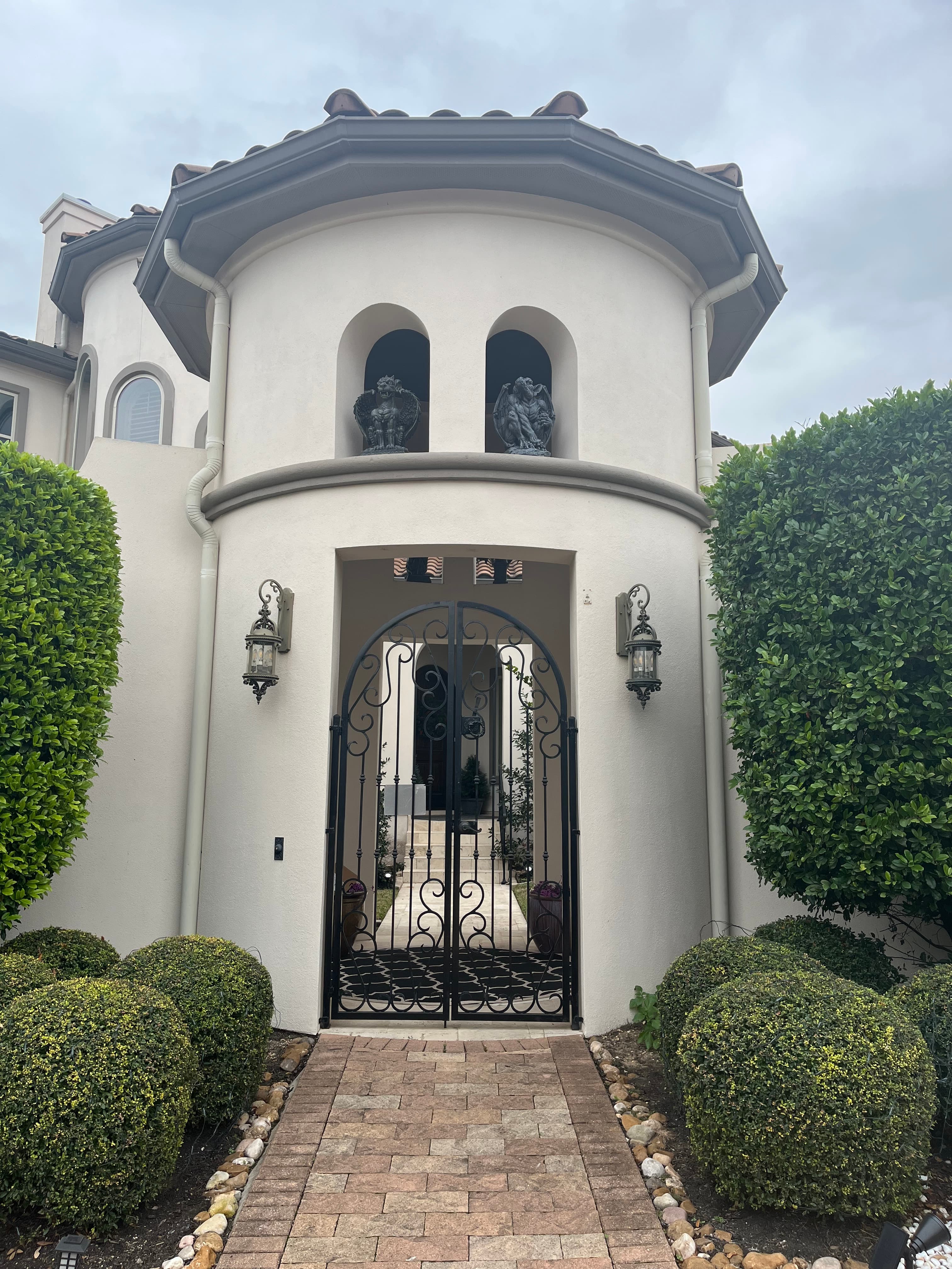 Before and after luxury stucco estate exterior painting – Austin TX